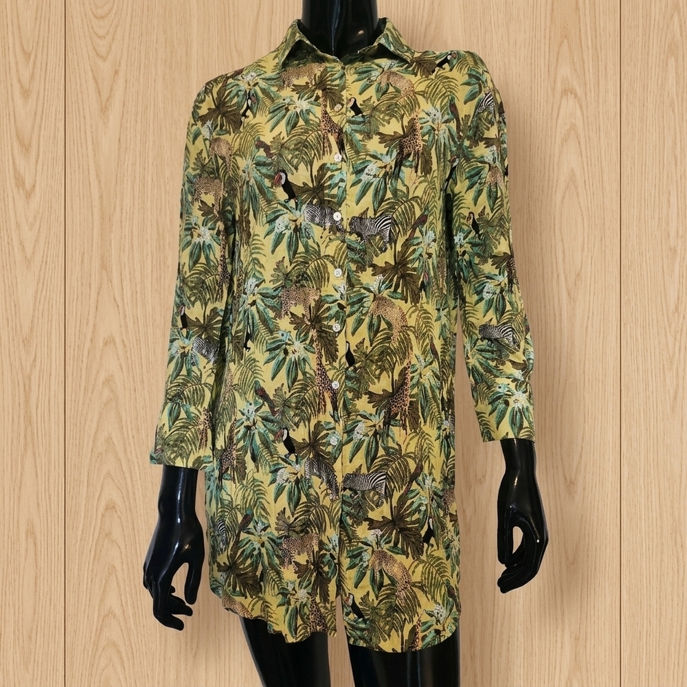 Jane And Delancey Jungle Print Boho Top Oversize Small - Picture 3 of 8